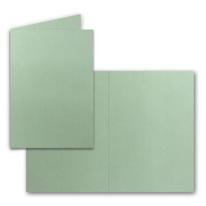100x Faltkarten DIN A6, Eukalyptus (Grün) - 10,5 x 14,8 cm - Blanko Doppelkarten für Einladungen, Grußkarten