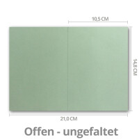 200x Faltkarten DIN A6, Eukalyptus (Grün) - 10,5 x 14,8 cm - Blanko Doppelkarten für Einladungen, Grußkarten