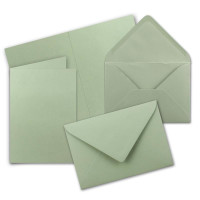 100x Faltkarten Set DIN A5 in Eukalyptus Grün inkl. Umschlägen DIN C5 - blanko Klappkarten 14,8 x 21 cm - sehr formstabil - für Drucker geeignet - Marke: NEUSER FarbenFroh