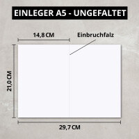 100x Faltkarten Set DIN A5 in Eukalyptus Grün inkl. Umschlägen DIN C5 und passenden Einlegeblättern in Weiß - blanko Klappkarten 14,8 x 21 cm