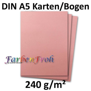 50 DIN A5 Papier-bögen Planobogen - Altrosa - 240 g/m² - 14,8 x 21 cm - Bastelbogen Ton-Papier Fotokarton Bastel-Papier Ton-Karton - FarbenFroh