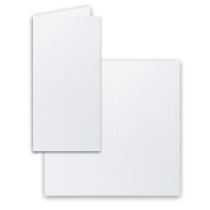 10x Faltkarten-Set DIN Lang inkl. Briefumschlägen mit silbernem Seidenfutter und weißen Einlegeblättern in Hochweiß (Weiß) - 10,5 x 21 cm - für Einladungen und Grußkarten