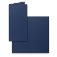 10x Faltkarten-Set DIN Lang inkl. Briefumschlägen mit silbernem Seidenfutter und weißen Einlegeblättern in Dunkelblau (Blau) - 10,5 x 21 cm - für Einladungen und Grußkarten
