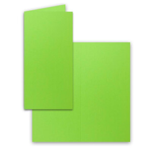 200x Faltkarten-Set DIN Lang inkl. Briefumschlägen mit goldenem Seidenfutter und weißen Einlegeblättern in Hellgrün (Grün) - 10,5 x 21 cm - für Einladungen und Grußkarten
