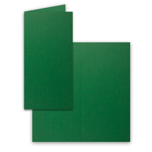 10x Faltkarten-Set DIN Lang inkl. Briefumschlägen mit silbernem Seidenfutter und weißen Einlegeblättern in Dunkelgrün (Grün) - 10,5 x 21 cm - für Einladungen und Grußkarten