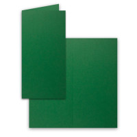 10x Faltkarten-Set DIN Lang inkl. Briefumschlägen mit goldenem Seidenfutter und weißen Einlegeblättern in Dunkelgrün (Grün) - 10,5 x 21 cm - für Einladungen und Grußkarten