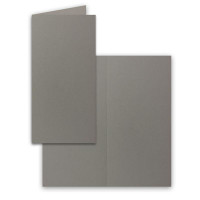 10x Faltkarten-Set DIN Lang inkl. Briefumschlägen mit silbernem Seidenfutter und weißen Einlegeblättern in Graphit (Grau) - 10,5 x 21 cm - für Einladungen und Grußkarten