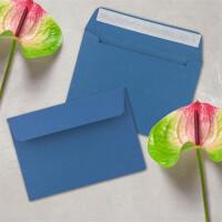 50x Briefumschläge DIN C6 Kraftpapier - Blau - Vintage Recycling Kuverts mit Haftklebung - 114 x 162 mm