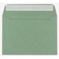 50x Briefumschläge DIN C6 Kraftpapier - Grün - Vintage Recycling Kuverts mit Haftklebung - 114 x 162 mm