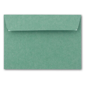 200x Briefumschläge DIN C6 Kraftpapier - Eukalyptus (Grün) - Vintage Recycling Kuverts mit Haftklebung - 120 g/m² - 114 x 162 mm