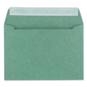 200x Briefumschläge DIN C6 Kraftpapier - Eukalyptus (Grün) - Vintage Recycling Kuverts mit Haftklebung - 120 g/m² - 114 x 162 mm