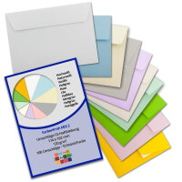 100 Briefumschläge - Farbenmix-Paket 2 - DIN C6 - 114 x 162 mm - Kuverts mit Haftklebung ohne Fenster für Gruß-Karten & Einladungen - Serie FarbenFroh
