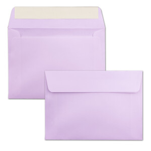 150x Briefumschläge Lila - DIN C6 Format 11,4 x 16,2 cm - Haftklebung - Kuverts ohne Fenster - Weihnachten, Grußkarten & Einladungen - Für A6 & A4 Papier