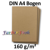 50 DIN A4 Papierbogen Planobogen - Kraftpapier (Braun) - 160