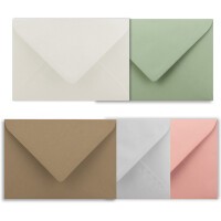 25x Farbige Karten blanko mit passendem Umschlag und Einlegeblätter in Creme in DIN A6/ DIN C6 - Harmonie-Farben in Pastelltönen ideal für Einladungen und Geschenke