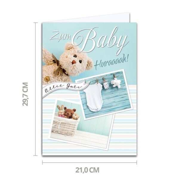 Glückwunschkarte Zur Geburt Für Mädchen – Willkommen Baby D'Amour, 17x11.5 Cm, Mit Umschlag