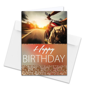 5 Stück - XXL Glückwunschkarte zum Geburtstag, DIN A4 - große Geburtstagskarte - Set mit großem Umschlag DIN C4 - Motorrad Motiv