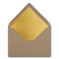 10x metallic Gold-gefütterte Brief-Umschläge DIN C5, Cappuccino (Braun) - 156 x 220 mm - Nassklebung mit spitzer Klappe - FarbenFroh by GUSTAV NEUSER