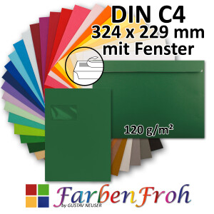 FarbenFroh DIN C4 Briefumschlag 229 x 324 mm mit Fenster,...