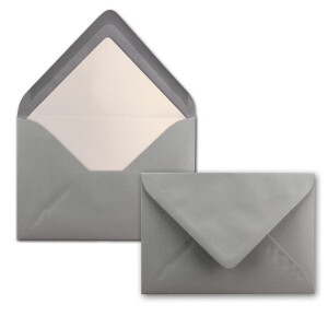10x Stück Karten Set in Graphit (Dunkelgrau) Faltkarte DIN A6 mit passendem Einlegeblatt in Weiß und Umschlag DIN C6 mit weißem Seidenfutter