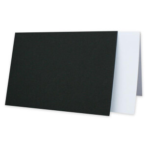 10x Stück Karten Set in Schwarz Faltkarte DIN A6 mit passendem Einlegeblatt in Weiß und Umschlag DIN C6 mit weißem Seidenfutter