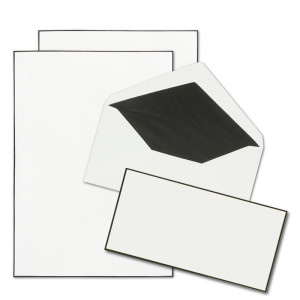 10x Trauerpapier Sets DIN A4 mit gefütterten Umschlägen - handgemachter schwarzer Rand - Briefpapier für Kondolenz