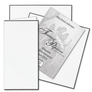 150x Trauerkarten DIN Lang mit handgemachtem schwarzen Rand - Doppelkarten 105 x 210 mm - Faltkarten für Kondolenz - Klappkarten für Trauerfeier, Beerdigung, Danksagung