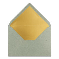 10x DIN C5 Kuverts 15,6 x 22 cm aus Kraft-Papier in Naturgrau (Grau) mit goldenem Seidenfutter - Nassklebung - Blanko Brief-Umschläge aus Recycling-Papier - Serie UmWelt