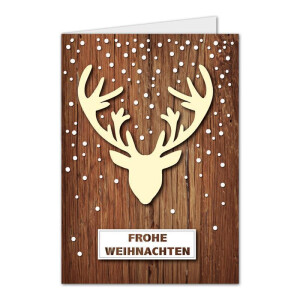 75x Weihnachtskarte DIN A6 mit Elch-Motiv - Faltkarten mit Weihnachtsmotiv - 10,5 x 14,8 cm - Weihnachtsgrüße für Firmen und Privat