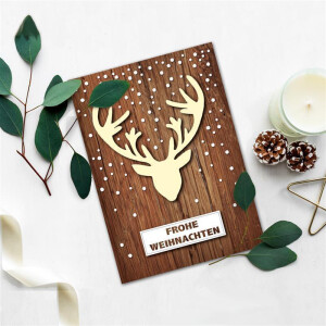 75x Weihnachtskarte DIN A6 mit Elch-Motiv - Faltkarten mit Weihnachtsmotiv - 10,5 x 14,8 cm - Weihnachtsgrüße für Firmen und Privat