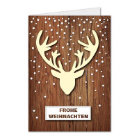 75x Weihnachtskarte DIN A6 mit Elch-Motiv - Faltkarten mit Weihnachtsmotiv - 10,5 x 14,8 cm - Weihnachtsgrüße für Firmen und Privat