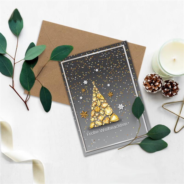 10x Weihnachtskarten Set – Waldtiere Design, DIN A6, Aus 246g Leinenkarton, Mit Umschlägen, Made In Germany