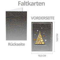 200x Weihnachtskarten-Set DIN A6 in Grau mit Motiv Edelstein-Weihnachtsbaum - Faltkarten mit passenden Umschlägen DIN C6 in Hochweiß mit Haftklebung - Weihnachtsgrüße für Firmen und Privat