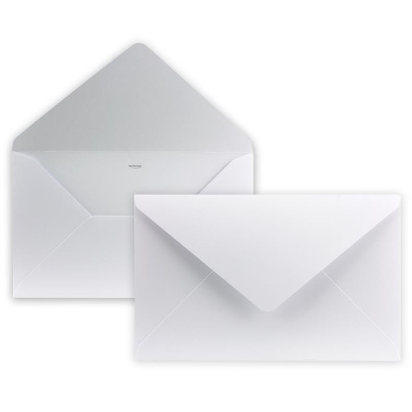 25 Stück - Trauer Briefumschlag in Weiß mit grauem Trauer-Rand - DIN B6+ - 12 x 19,5 cm - ohne Klebung