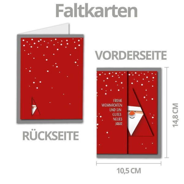 Traditionelle Weihnachtskarten Mit Weihnachtsmann & Rentierschlitten – 20 Stück In 2 Designs