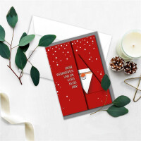 75x Weihnachtskarten-Set DIN A6 mit rotem Weihnachtsmann Motiv - Faltkarten mit passenden Umschlägen DIN C6 in Hochweiß mit Haftklebung - Weihnachtsgrüße für Firmen und Privat