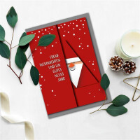 15x Weihnachtskarte DIN A6 mit rotem Weihnachtsmann Motiv - Faltkarten mit Weihnachtsmotiv - 10,5 x 14,8 cm - Weihnachtsgrüße für Firmen und Privat