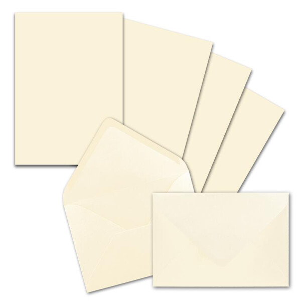 25x Briefpapier-Sets DIN A5 mit C6 Briefumschlägen - Vanille -Nassklebung (Creme) - mattes Schreibpapier mit Kuverts - FarbenFroh by GUSTAV NEUSER