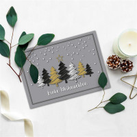 50x Weihnachtskarte DIN A6 in Grau mit Weihnachtsbäumen in Scratch-Optik - Faltkarten mit Weihnachtsmotiv - 10,5 x 14,8 cm - Weihnachtsgrüße für Firmen und Privat