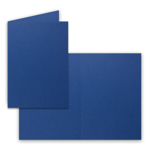 50 Sets - Faltkarten DIN A5 - Dunkelblau (Blau) mit Umschläge DIN C5 mit Gold Metallic Futter - 14,8 x 21 cm - FarbenFroh by GUSTAV NEUSER