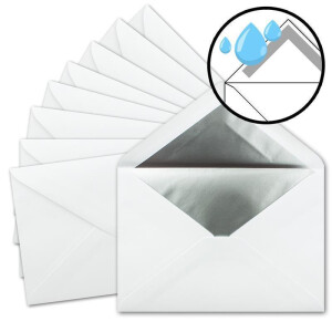 75 Sets - Faltkarten DIN A5 - Hochweiß (Weiß) mit Umschläge DIN C5 mit Silber Metallic Futter - 14,8 x 21 cm - FarbenFroh by GUSTAV NEUSER