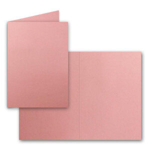 200 Sets - Faltkarten DIN A5 - Altrosa (Rosa) mit Umschläge DIN C5 mit Gold Metallic Futter und weißen Einleger - 14,8 x 21 cm - FarbenFroh by GUSTAV NEUSER