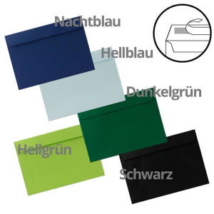 50 Briefumschläge - Farbenmix-Paket 1 - DIN C5 Kuverts 16,2 x 22,9 cm - Kuverts mit Haftklebung ohne Fenster für Gruß-Karten & Einladungen - Serie FarbenFroh