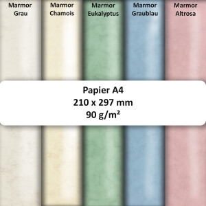 100x DIN A4 Papier - Marmoriert Chamois (Creme) - 90 g/m² - 21 x 29,7 cm - Briefpapier Bastelpapier Tonpapier Briefbogen - FarbenFroh by GUSTAV NEUSER