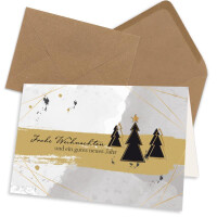 10x Weihnachtskarten-Set DIN Lang in Grau mit Weihnachtsb&au