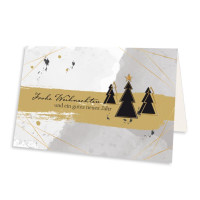 15x Weihnachtskarte DIN A6 in Grau mit Weihnachtsbäumen und Text - Faltkarten mit Weihnachtsmotiv - 10,5 x 14,8 cm - Weihnachtsgrüße für Firmen und Privat