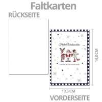 10x Weihnachtskarten-Set DIN A6 in Weiß mit Weihnachtsfiguren und Text - Faltkarten mit Umschlägen DIN C6 Dunkelrot (Rot) mit Nassklebung - Weihnachtskarten für Firmen und Privat