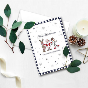10x Weihnachtskarten-Set DIN A6 in Weiß mit Weihnachtsfiguren und Text - Faltkarten mit passenden Umschlägen DIN C6 Hochweiß mit Haftklebung - Weihnachtsgrüße für Firmen und Privat