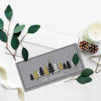 10x Weihnachtskarten-Set DIN Lang in Grau mit Weihnachtsbäumen in Scratch-Optik - Faltkarten mit passenden Umschlägen DIN Lang Hochweiß mit Haftklebung - Weihnachtsgrüße für Firmen und Privat