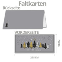 200x Weihnachtskarte DIN Lang in Grau mit Weihnachtsbäumen in Scratch-Optik - Faltkarten mit Weihnachtsmotiv - 9,8 x 21 cm - Weihnachtsgrüße für Firmen und Privat